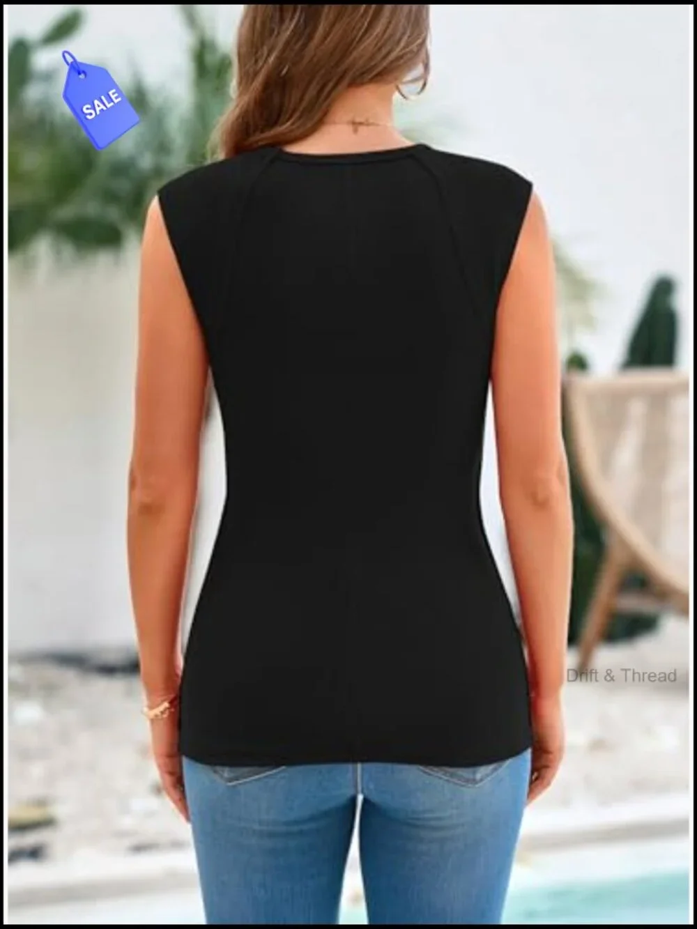 Slim Fit Ribbed Knit Tank Top Cap Sleeve Crew Neck Pullover Tee - Picture 2 of 7